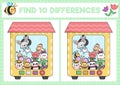 Easter kawaii find differences game for children. Attention skills activity with cute animals in toy vending machine. Spring Royalty Free Stock Photo