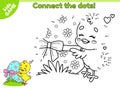 Easter kids game Connect the dots and draw chick