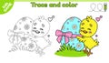 Easter kids game Tracing lines with cartoon chick Royalty Free Stock Photo