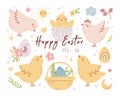 Easter kids pastel clipart set - vector illustration