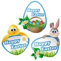 Easter label set with cartoon characters Royalty Free Stock Photo