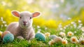 Easter Lamb Illustration with Copyspace AI Generated Royalty Free Stock Photo
