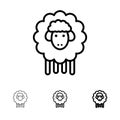 Easter, Lamb, Sheep, Spring Bold and thin black line icon set