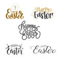 Easter lettering set. Hand drawn phrases for Greeting card isolated on white background. Royalty Free Stock Photo