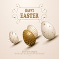 Easter light beige design, patterned eggs drawn obliquely