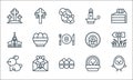 easter line icons. linear set. quality vector line set such as chick, eggs, bunny, chick, letter, church, wreath, candle, cross