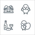 Easter line icons. linear set. quality vector line set such as chick, last supper, chick