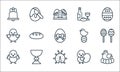 Easter line icons. linear set. quality vector line set such as hen, ladybug, chick, chick, holy chalice, chick, easter egg, last