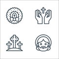 Easter line icons. linear set. quality vector line set such as jesus, cross, faith