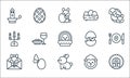 Easter line icons. linear set. quality vector line set such as wreath, bunny, letter, sheep, egg, candlestick, chick, nest, easter