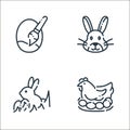 easter line icons. linear set. quality vector line set such as chick, rabbit, rabbit