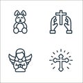 easter line icons. linear set. quality vector line set such as cross, angel, cross