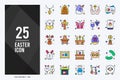 25 Easter Lineal Color icon pack. vector illustration