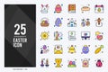 25 Easter Lineal Color icon pack. vector illustration