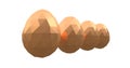 Easter low poly polygonal golden eggs four 3d illustration rendering