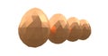 Easter low poly polygonal golden eggs four 3d illustration rendering Royalty Free Stock Photo