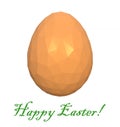 Happy easter low poly polygonal golden yellow egg 3d illustration rendering Royalty Free Stock Photo