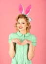 Easter, makeup, pinup party, girl in rabbit ears