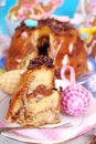 Easter marble ring cake with chocolate flakes Royalty Free Stock Photo