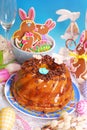 Easter marble ring cake with chocolate flakes Royalty Free Stock Photo