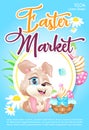 Easter market poster flat vector template