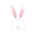 Easter mask with rabbit ears isolated on white background, illustration.