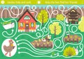 Easter maze for children. Garden hide and seek. Holiday preschool printable educational activity. Funny spring game or puzzle with