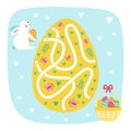 Easter Maze Game. Rabbit Way to the Easter egg. Game for kids. Vector