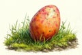 The Easter Meadow\'s Muse, a Glistening Egg Poised Perfectly Amongst the Blades of Renewal
