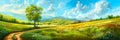 Easter Monday backgrounds featuring rolling hills and colorful meadows.