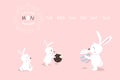 Easter Monday, greeting card holiday, minimal pastel, rabbit playing with dessert egg fancy, cute cartoon character invitation Royalty Free Stock Photo