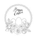 Easter motive with white eggs and roses, illustration
