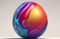 Easter multi-colored egg on a light background. Generative AI.