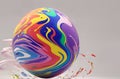 Easter multi-colored egg on a light background. Generative AI.