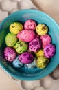 Easter multicolored dyed eggs