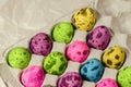 Easter multicolored dyed eggs