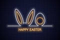 Easter neon banner. Easter bunny with egg neon