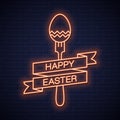 Easter neon menu. Happy Easter neon fork