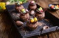 Easter nest cupcakes with chocolate whipped cream