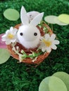 Easter nest decoration with a small white bunny.