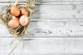 Easter nest, eggs in straw Royalty Free Stock Photo