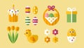 Easter objects and icons set in flat style.