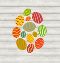 Easter ornamental eggs on wooden background