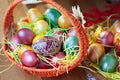 Easter painted eggs in a basket