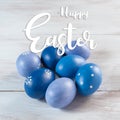 Easter painted eggs and hand lettering text Royalty Free Stock Photo