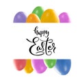 Easter painted eggs and lettering text isolated Royalty Free Stock Photo