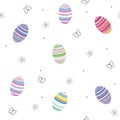 EASTER PAINTED STRIPED COLORED EGGS. FIZZLE ORNAMENT HOLIDAY TEXTURE. SEAMLESS VECTOR PATTERN Royalty Free Stock Photo