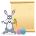 Easter Parchment Scroll with Bunny Rabbit Royalty Free Stock Photo