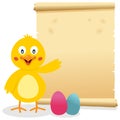 Easter Parchment Scroll with Chick Royalty Free Stock Photo