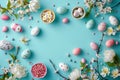 Easter party concept. Top view Sweet easter party background Spring holiday concept